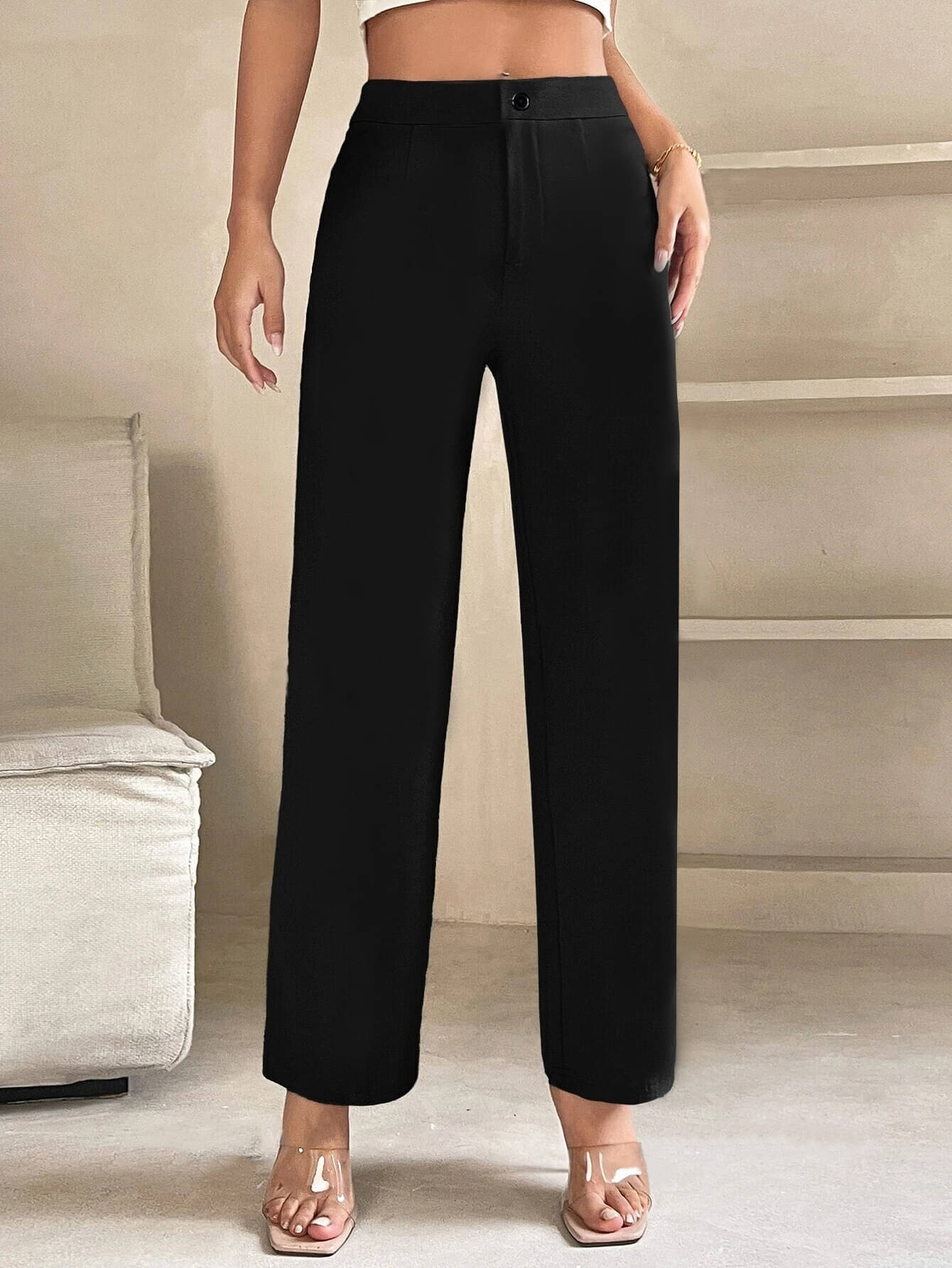     			TOOCHKI Pack of 1 Lycra Straight Women's Formal Pants ( Black )