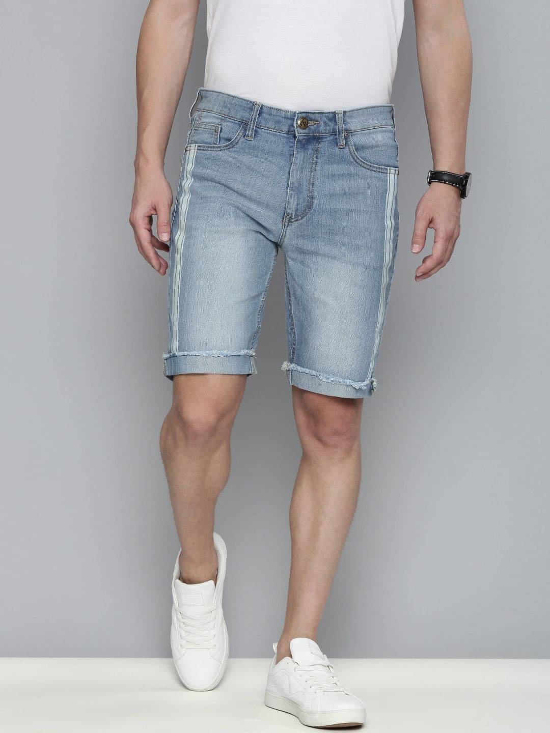 The Indian Garage Co. Blue Cotton Blend Men's Denim Shorts ( Pack of 1 ) The Indian Garage Co. Blue Cotton Blend Men's Denim Shorts ( Pack of 1 )