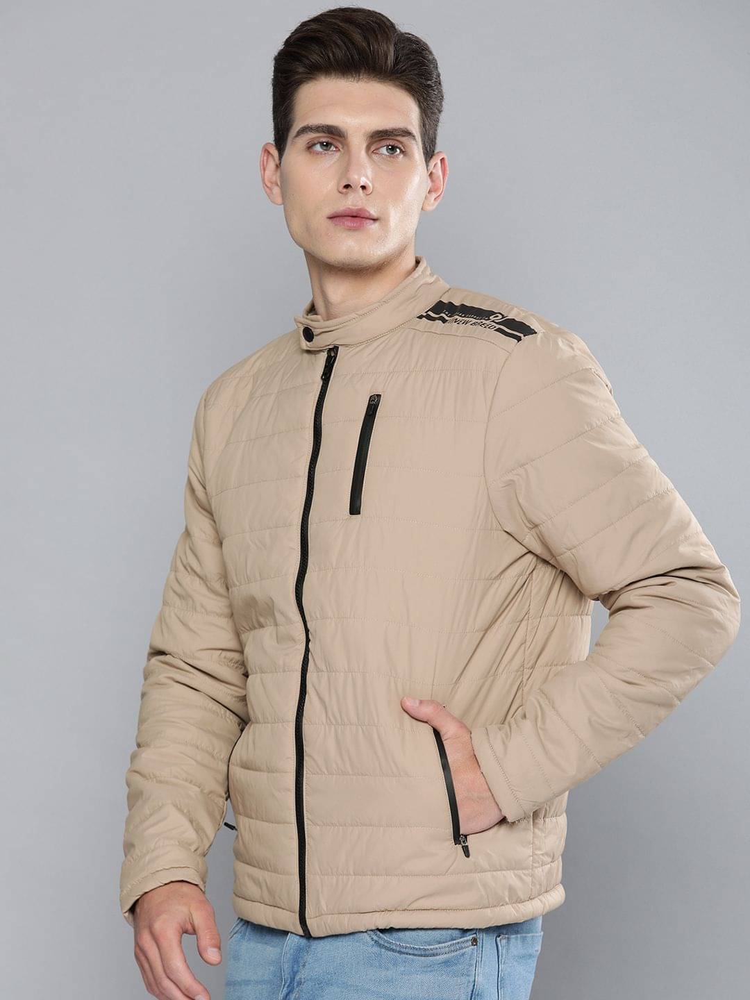 The Indian Garage Co. Polyester Men's Puffer Jacket - Beige ( Pack of 1 ) The Indian Garage Co. Polyester Men's Puffer Jacket - Beige ( Pack of 1 )