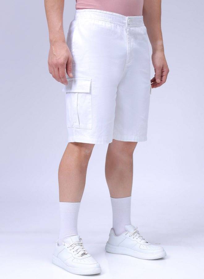The Indian Garage Co. White Cotton Men's Cargos ( Pack of 1 ) The Indian Garage Co. White Cotton Men's Cargos ( Pack of 1 )