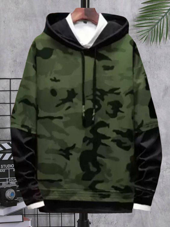     			Try This Cotton Blend Hooded Men's Sweatshirt - Green ( Pack of 1 )