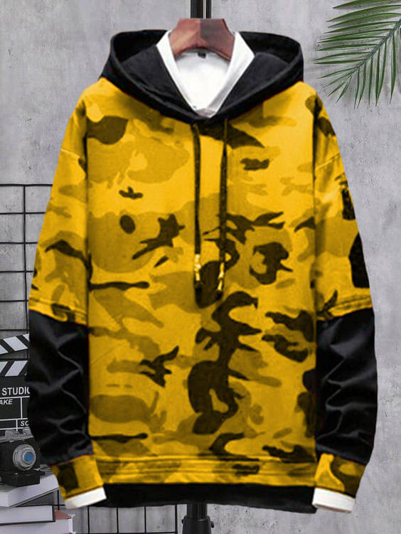     			Try This Cotton Blend Hooded Men's Sweatshirt - Yellow ( Pack of 1 )