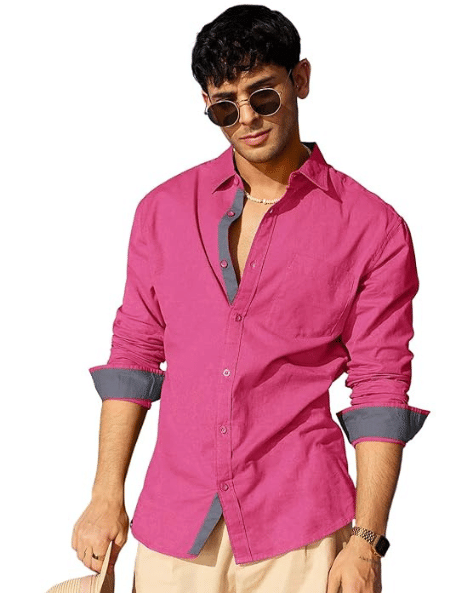     			VERTUSY Cotton Blend Regular Fit Solids Full Sleeves Men's Casual Shirt - Pink ( Pack of 1 )