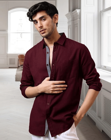 VERTUSY Cotton Blend Regular Fit Solids Full Sleeves Men's Casual Shirt - Maroon ( Pack of 1 ) VERTUSY Cotton Blend Regular Fit Solids Full Sleeves Men's Casual Shirt - Maroon ( Pack of 1 )