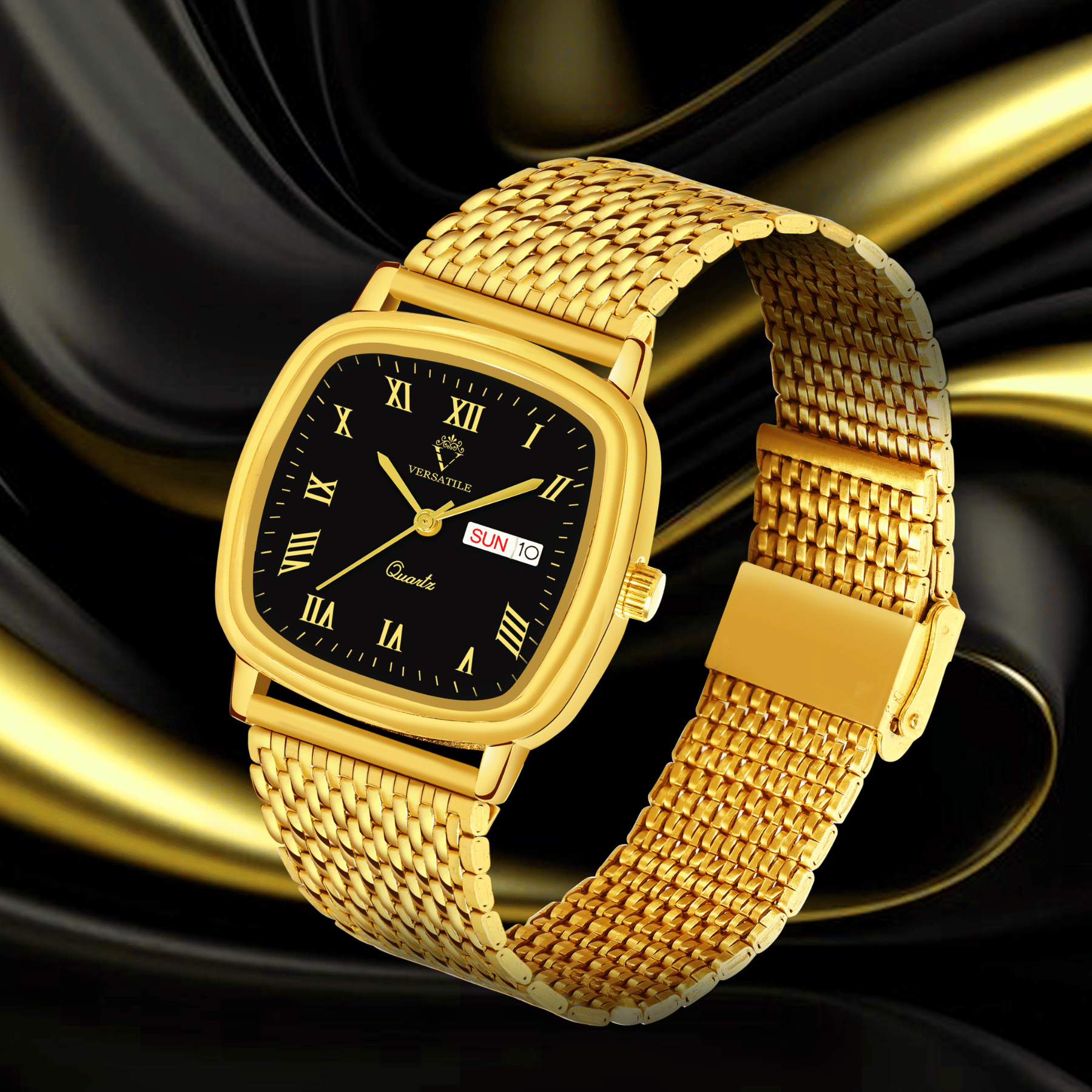     			Versatile Gold Metal Analog Men's Watch