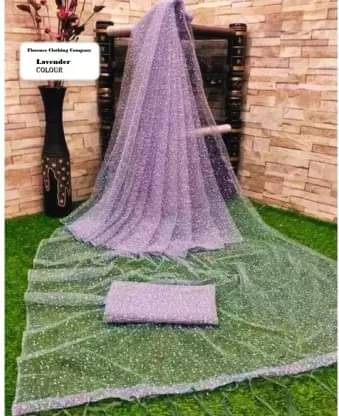     			Vkaran Net Solid Saree Without Blouse Piece ( Lavender )