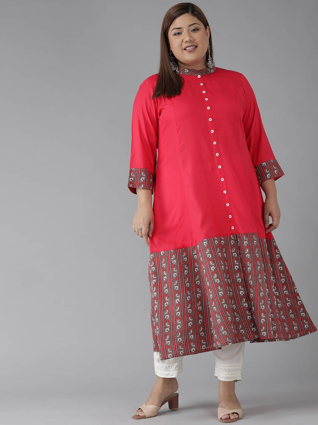 Yash Gallery Pack of 1 Rayon Printed Anarkali Women's Kurti - ( Pink ) Yash Gallery Pack of 1 Rayon Printed Anarkali Women's Kurti - ( Pink )