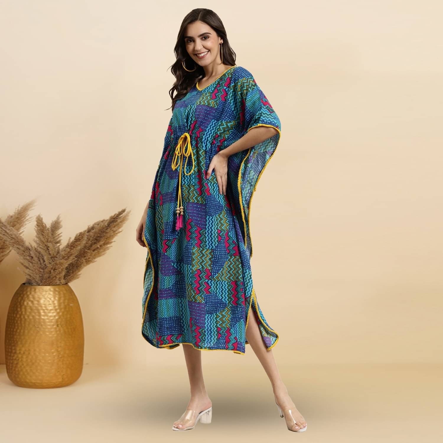     			Yash Gallery Women Rayon Printed Kaftan ( Multicolor )