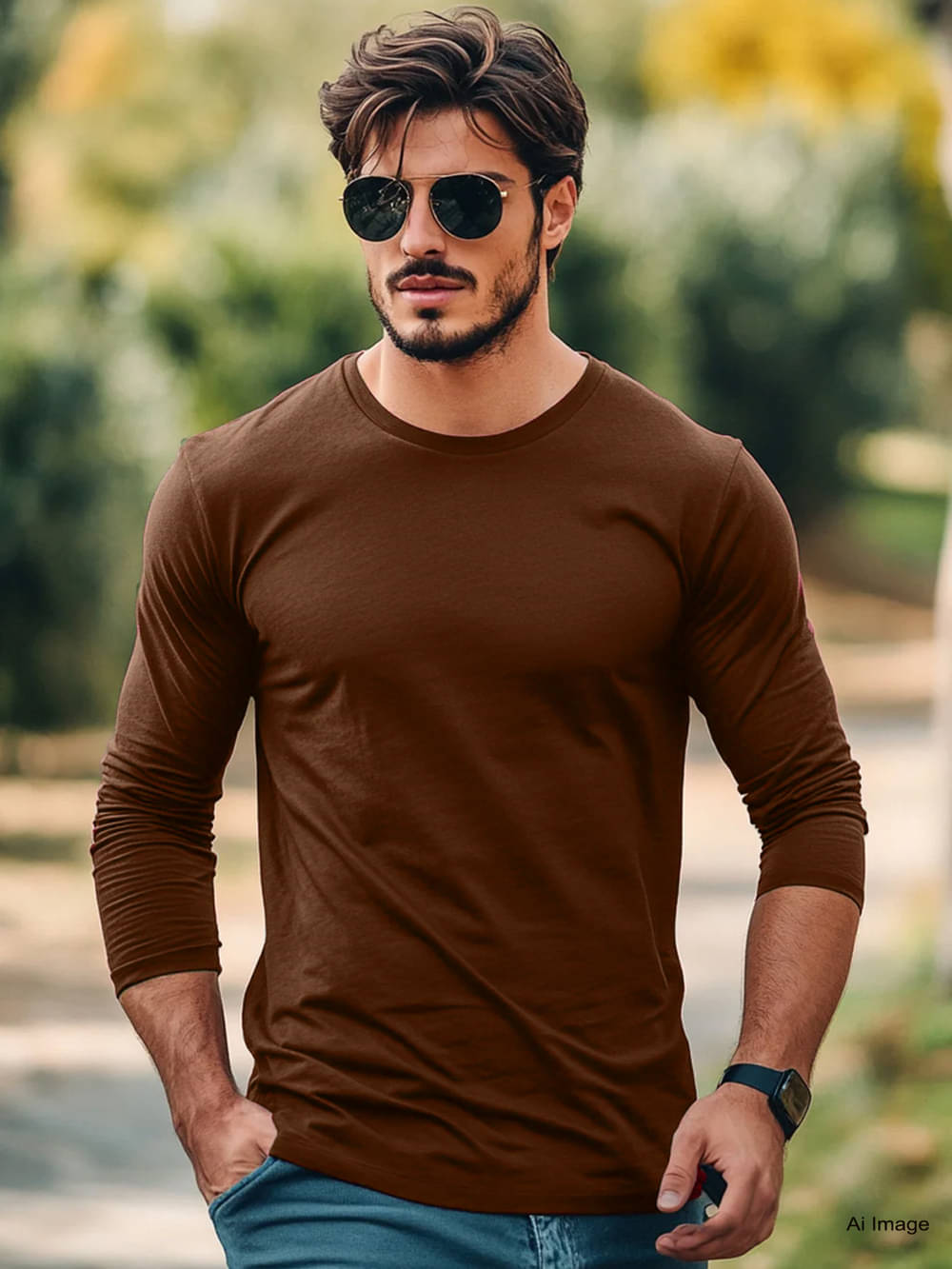     			clafoutis Pack of 1 Cotton Regular Fit Solid Full Sleeves Men's Polo T Shirt ( Brown )