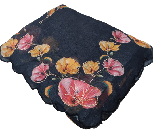 supalee Tex Linen Printed Saree With Unstitched Blouse Piece ( Black ) supalee Tex Linen Printed Saree With Unstitched Blouse Piece ( Black )