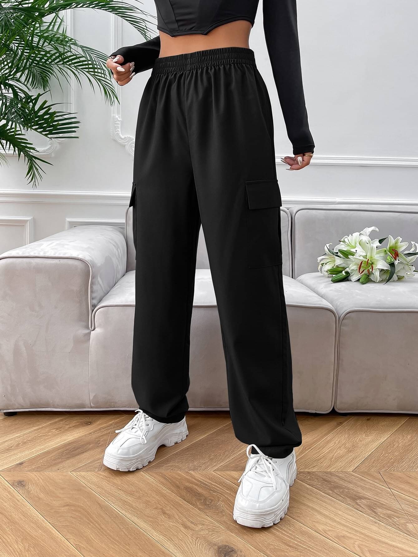     			Aahwan Pack of 1 Cotton Blend Relaxed Women's Casual Pants ( Black )