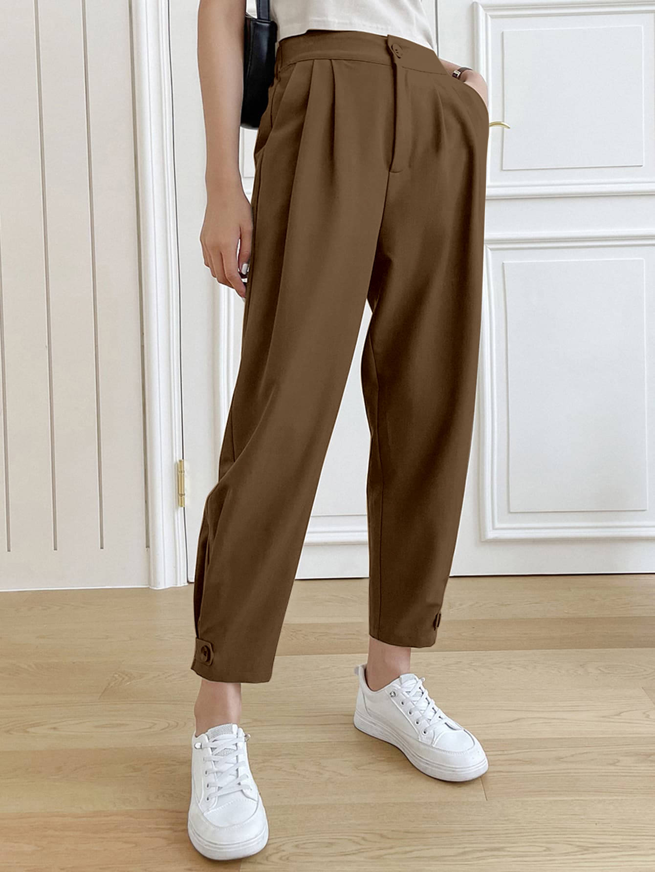     			Aahwan Pack of 1 Polyester Relaxed Women's Casual Pants ( Brown )