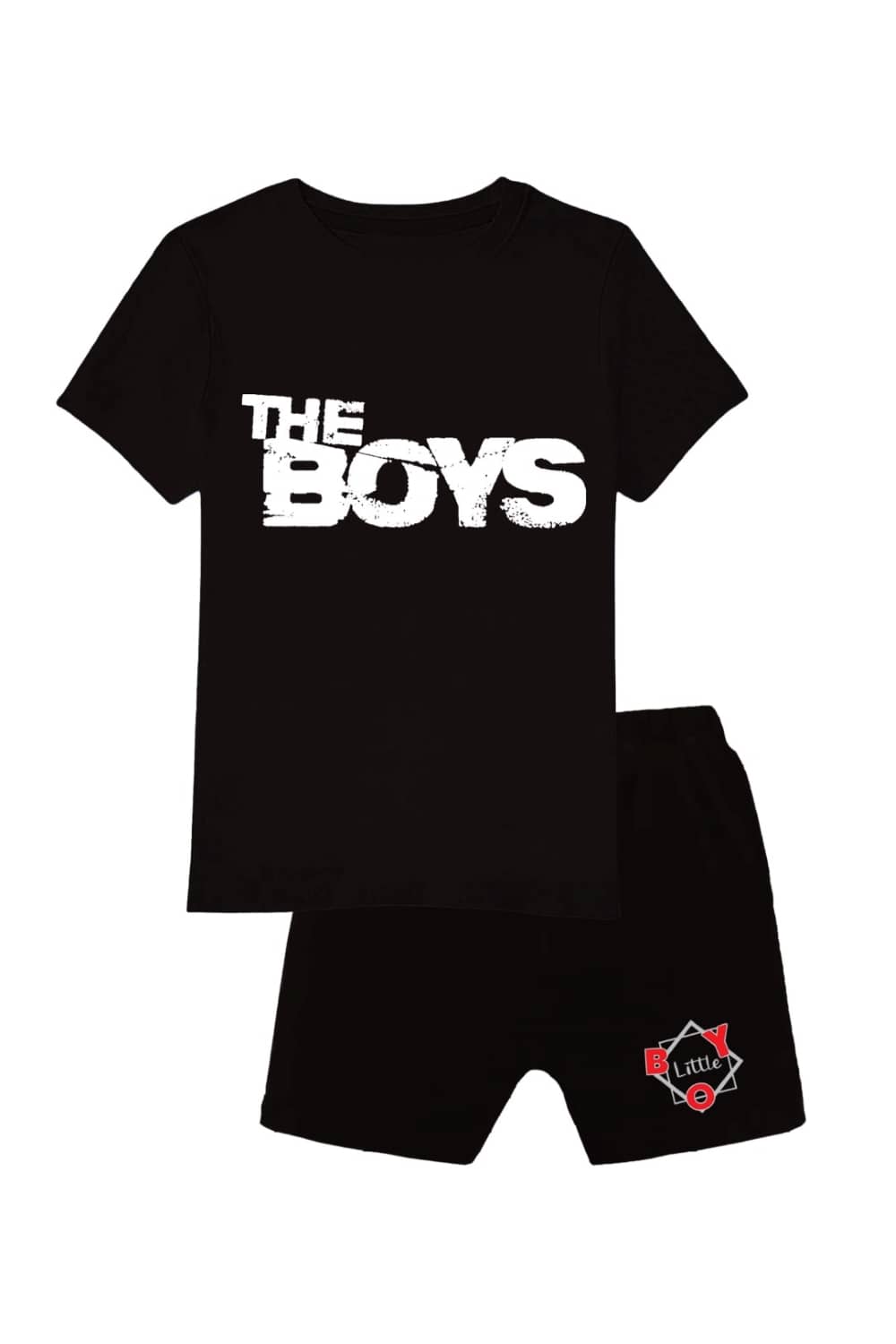 COOLTEES4U Pack of 1 Boys Cotton T-Shirt & Shorts Set ( Black )