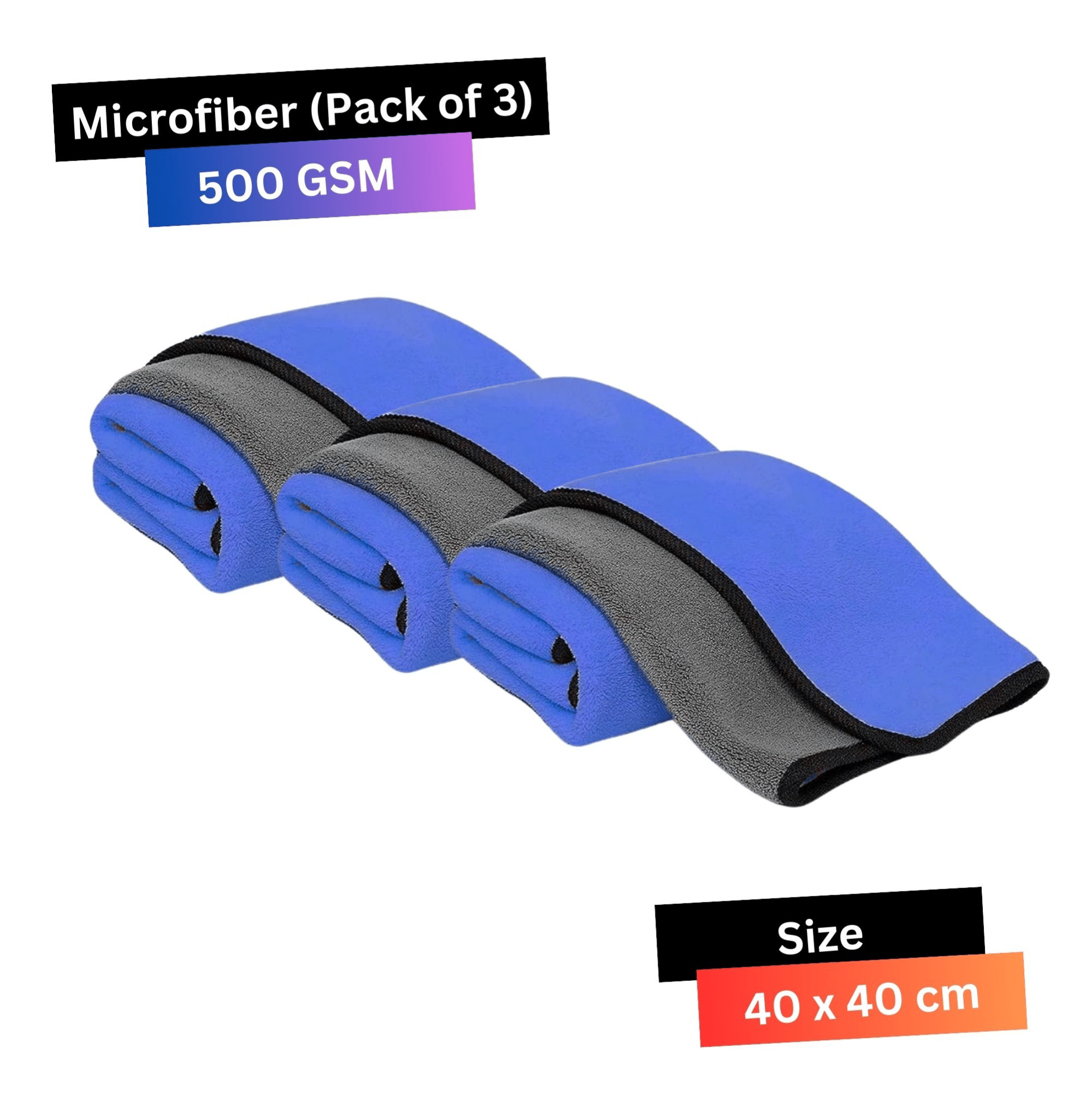 Chic Wool Blue 500 GSM Microfiber Cloth For Automobile ( Pack of 3 ) Chic Wool Blue 500 GSM Microfiber Cloth For Automobile ( Pack of 3 )