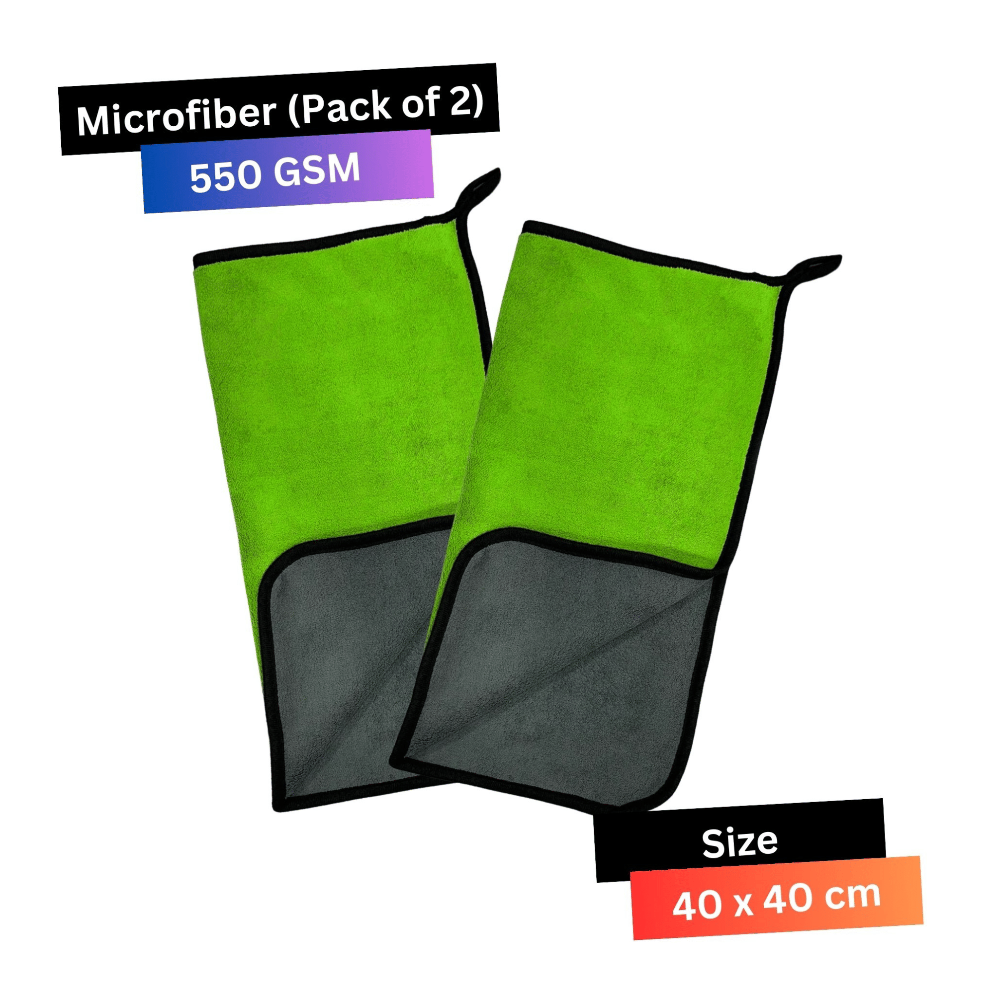     			Chic Wool Green 550 GSM Microfiber Cloth For Automobile ( Pack of 2 )