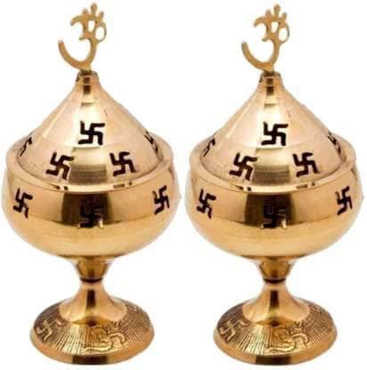 FASHION BIZZ Brass Akhand Diya - Pack of 2
