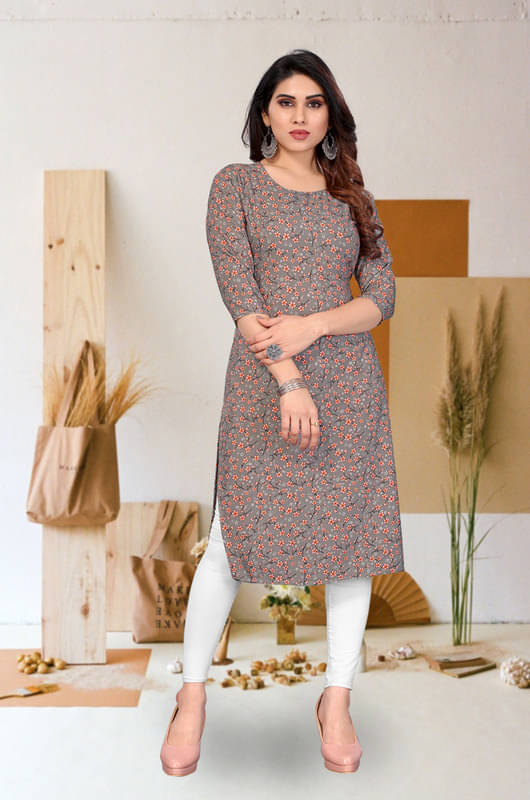     			KETAKI FASHION Pack of 1 Crepe Printed Straight Women's Kurti - ( Multicolor )