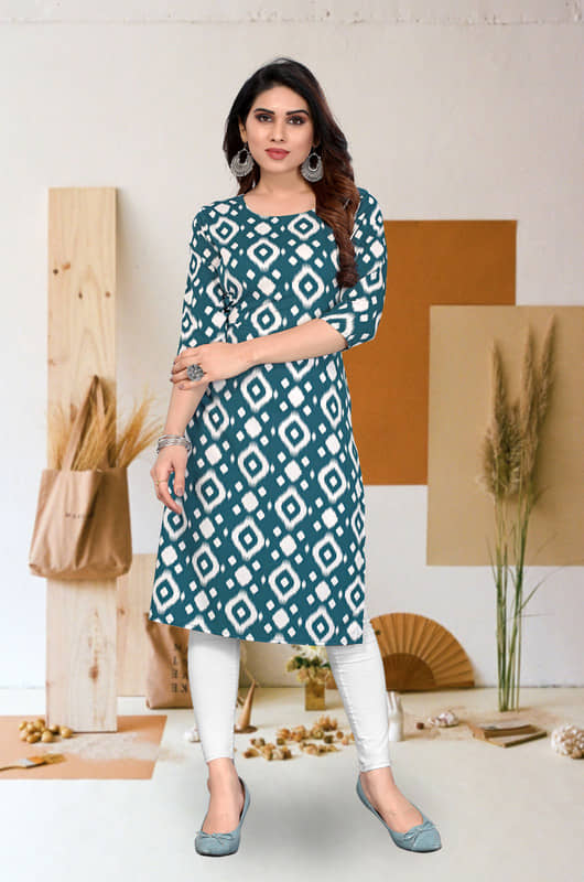 KETAKI FASHION Pack of 1 Crepe Printed Straight Women's Kurti - ( Multicolor ) - Kurtis, Tunics | Buy online on ZillyBuy