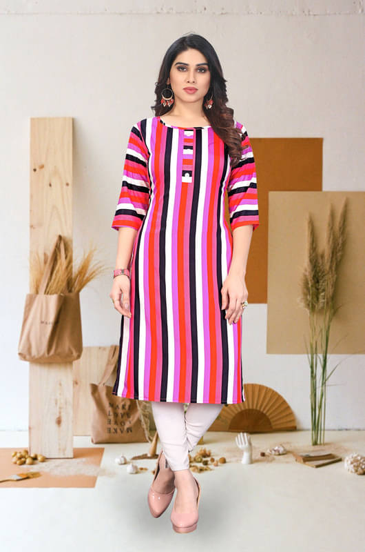 KETAKI FASHION Pack of 1 Crepe Printed Straight Women's Kurti - ( Multicolor ) KETAKI FASHION Pack of 1 Crepe Printed Straight Women's Kurti - ( Multicolor )