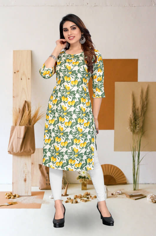 KETAKI FASHION Pack of 1 Crepe Printed Straight Women's Kurti - ( Multicolor ) - Kurtis, Tunics | Buy online on ZillyBuy