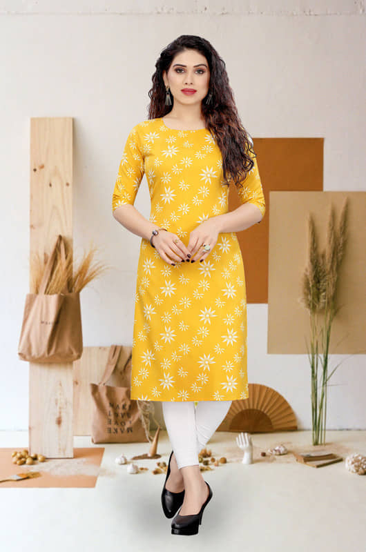 KETAKI FASHION Pack of 1 Crepe Printed Straight Women's Kurti - ( Multicolor ) - Kurtis, Tunics | Buy online on ZillyBuy