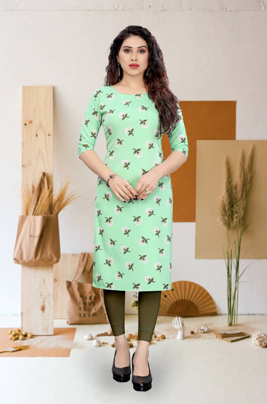 KETAKI FASHION Pack of 1 Crepe Printed Straight Women's Kurti - ( Multicolor ) - Kurtis, Tunics | Buy online on ZillyBuy