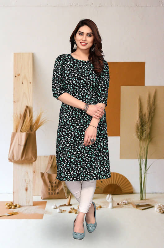 KETAKI FASHION Pack of 1 Crepe Printed Straight Women's Kurti - ( Multicolor ) - Kurtis, Tunics | Buy online on ZillyBuy
