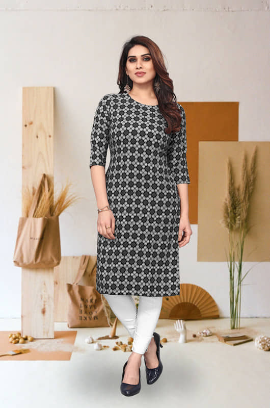 KETAKI FASHION Pack of 1 Crepe Printed Straight Women's Kurti - ( Multicolor ) - Kurtis, Tunics | Buy online on ZillyBuy