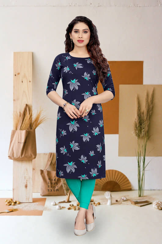 KETAKI FASHION Pack of 1 Crepe Printed Straight Women's Kurti - ( Multicolor ) - Kurtis, Tunics | Buy online on ZillyBuy
