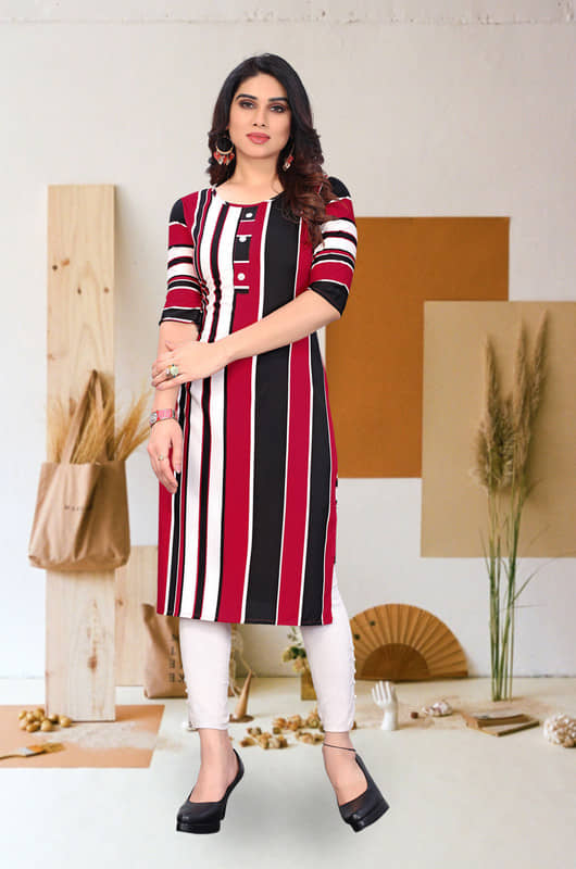KETAKI FASHION Pack of 1 Crepe Printed Straight Women's Kurti - ( Multicolor ) - Kurtis, Tunics | Buy online on ZillyBuy