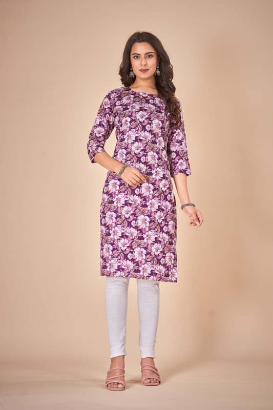 KETAKI FASHION Pack of 1 Crepe Printed Straight Women's Kurti - ( Multicolor ) - Kurtis, Tunics | Buy online on ZillyBuy
