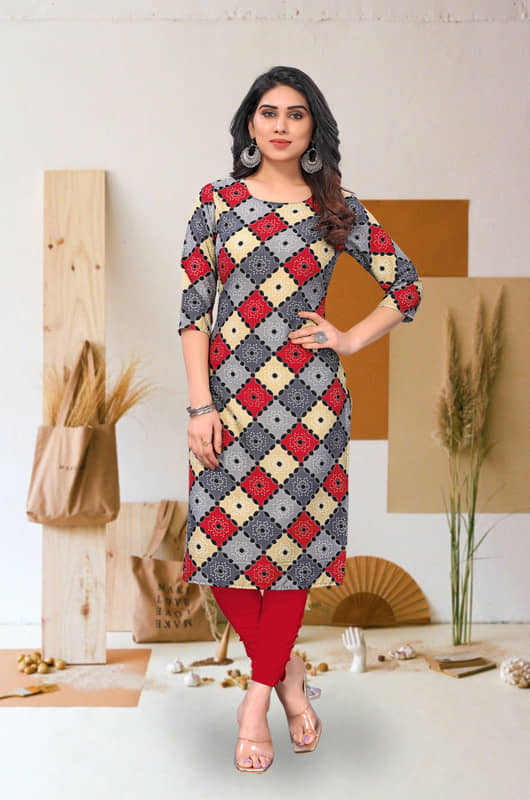 KETAKI FASHION Pack of 1 Crepe Printed Straight Women's Kurti - ( Multicolor ) - Kurtis, Tunics | Buy online on ZillyBuy