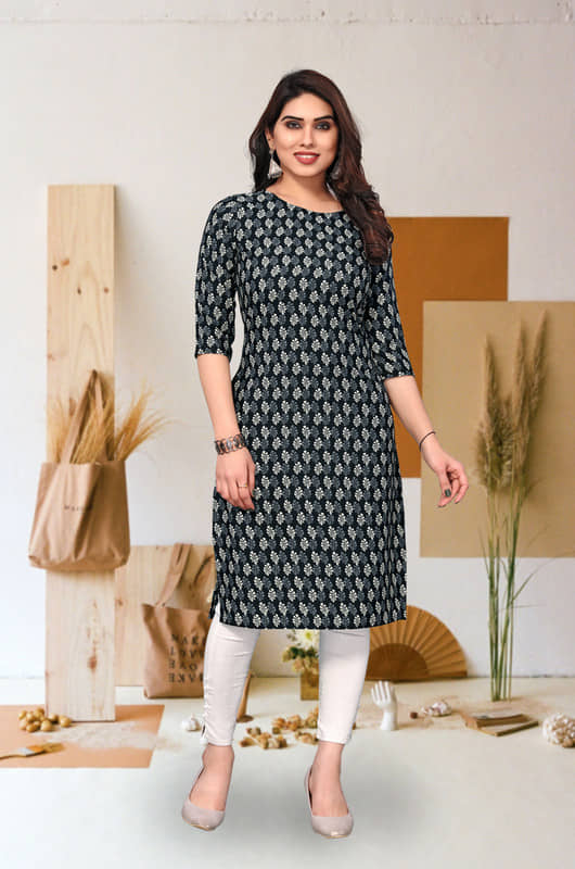KETAKI FASHION Pack of 1 Crepe Printed Straight Women's Kurti - ( Multicolor ) - Kurtis, Tunics | Buy online on ZillyBuy
