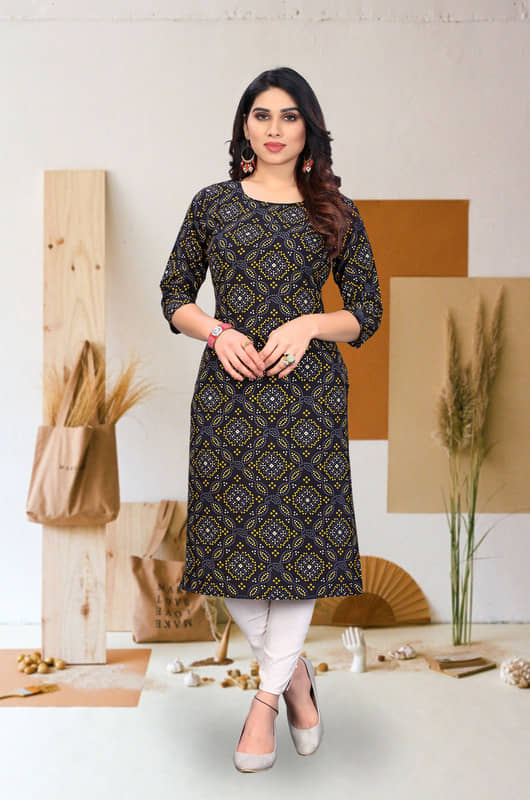 KETAKI FASHION Pack of 1 Crepe Printed Straight Women's Kurti - ( Multicolor ) - Kurtis, Tunics | Buy online on ZillyBuy