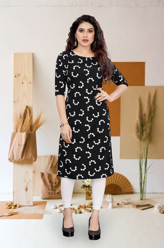 KETAKI FASHION Pack of 1 Crepe Printed Straight Women's Kurti - ( Multicolor ) - Kurtis, Tunics | Buy online on ZillyBuy