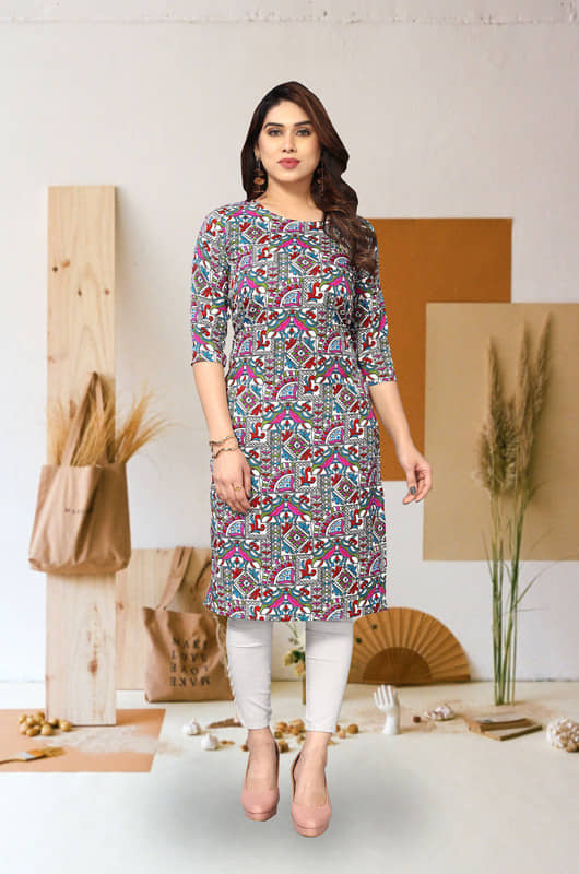 KETAKI FASHION Pack of 1 Crepe Printed Straight Women's Kurti - ( Multicolor ) - Kurtis, Tunics | Buy online on ZillyBuy