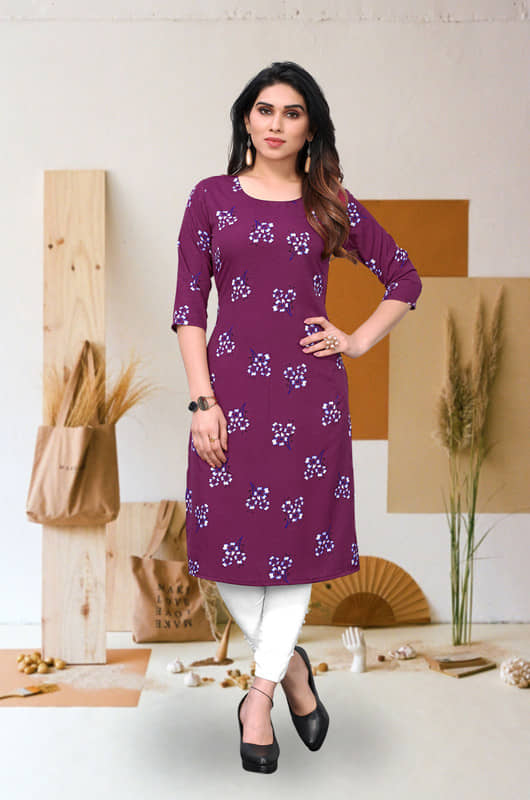 KETAKI FASHION Pack of 1 Crepe Printed Straight Women's Kurti - ( Multicolor ) - Kurtis, Tunics | Buy online on ZillyBuy