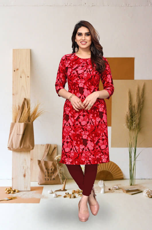 KETAKI FASHION Pack of 1 Crepe Printed Straight Women's Kurti - ( Multicolor ) - Kurtis, Tunics | Buy online on ZillyBuy