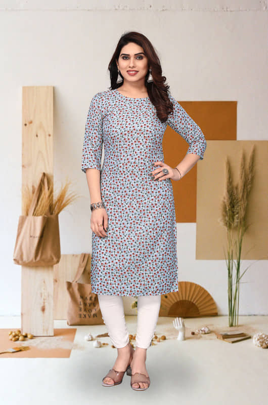 KETAKI FASHION Pack of 1 Crepe Printed Straight Women's Kurti - ( Multicolor ) - Kurtis, Tunics | Buy online on ZillyBuy