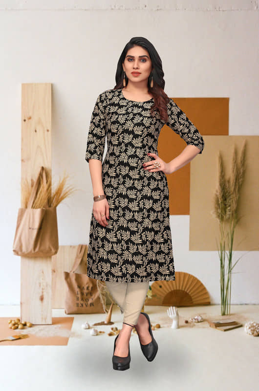 KETAKI FASHION Pack of 1 Crepe Printed Straight Women's Kurti - ( Multicolor ) - Kurtis, Tunics | Buy online on ZillyBuy