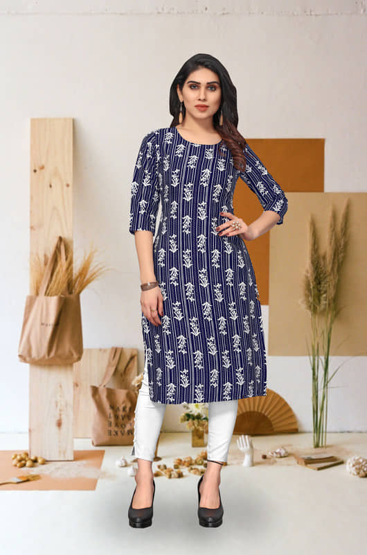 KETAKI FASHION Pack of 1 Crepe Printed Straight Women's Kurti - ( Multicolor ) - Kurtis, Tunics | Buy online on ZillyBuy