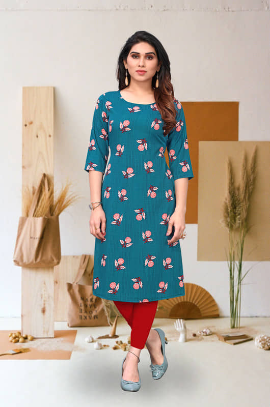 KETAKI FASHION Pack of 1 Crepe Printed Straight Women's Kurti - ( Multicolor ) - Kurtis, Tunics | Buy online on ZillyBuy