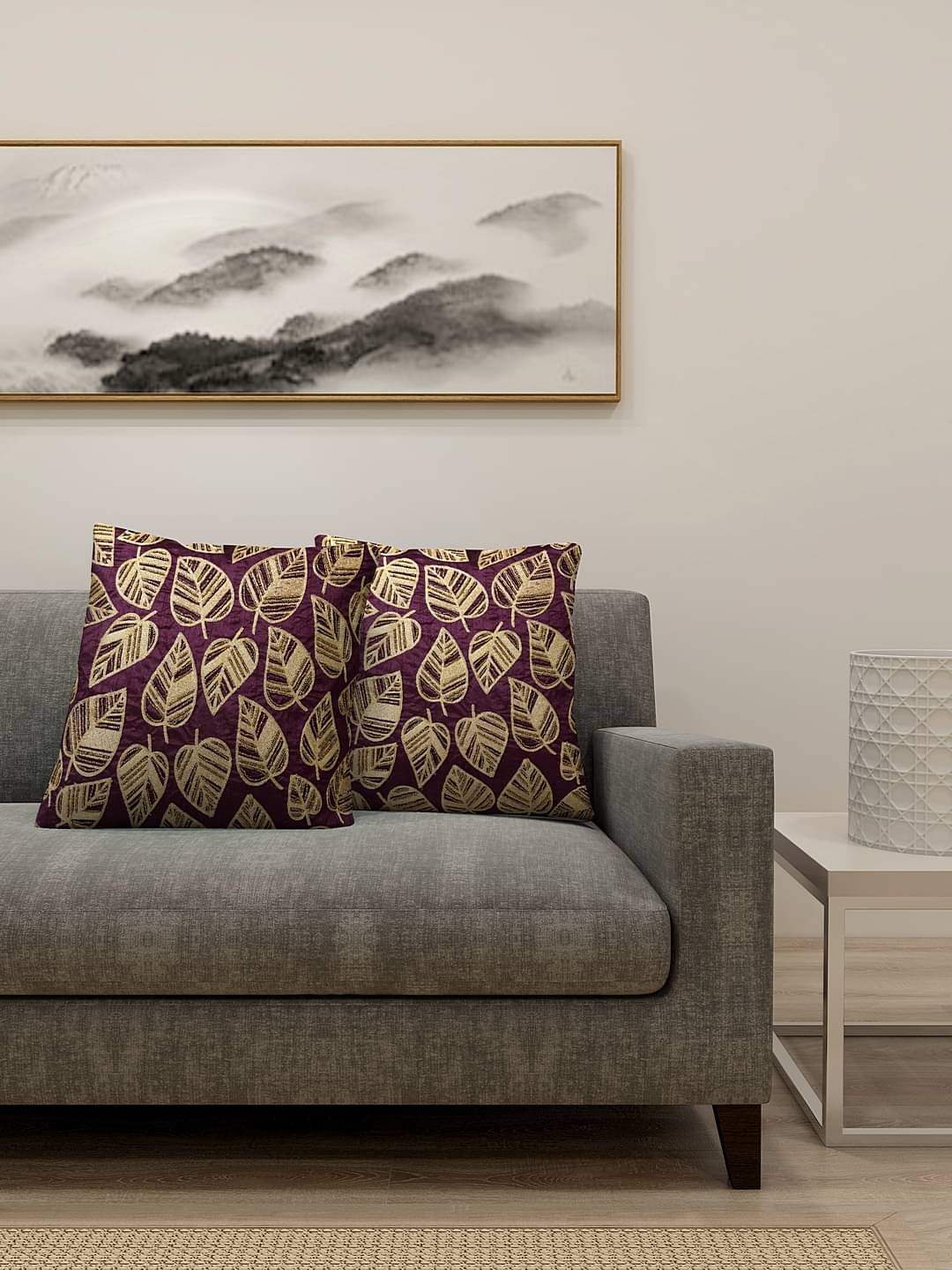 Klotthe Set of 2 Cotton Embroidered Square Cushion Cover (40X40)cm - Purple Klotthe Set of 2 Cotton Embroidered Square Cushion Cover (40X40)cm - Purple