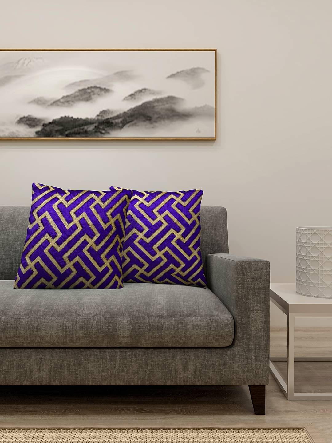 Klotthe Set of 2 Cotton Embroidered Square Cushion Cover (40X40)cm - Light Blue     			Klotthe Set of 2 Cotton Embroidered Square Cushion Cover (40X40)cm - Light Blue