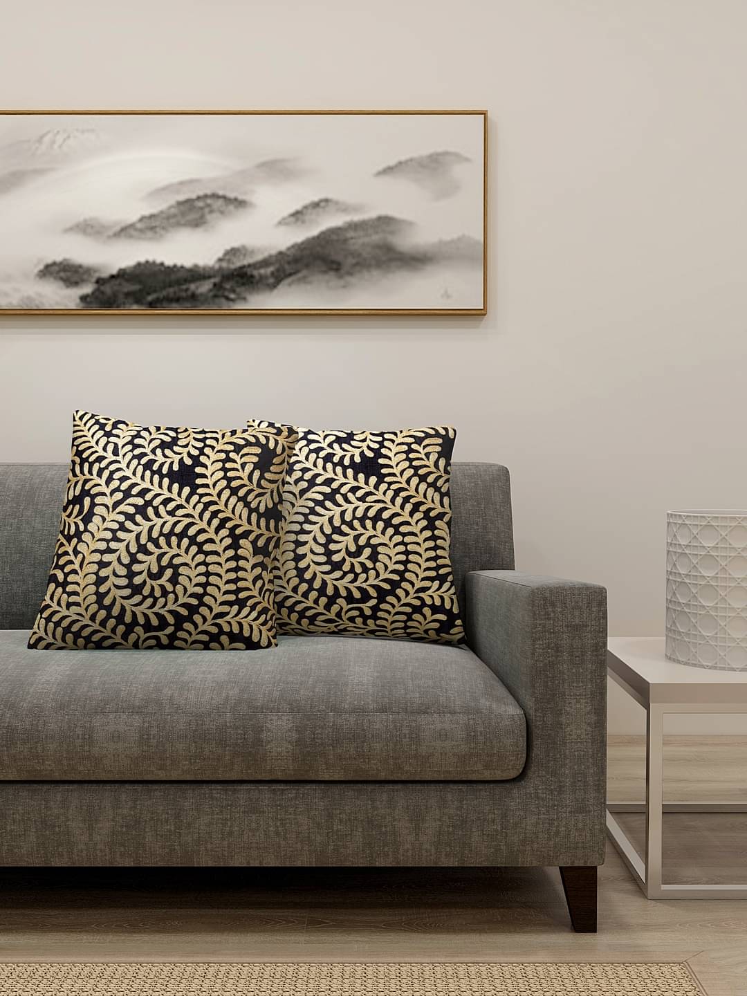     			Klotthe Set of 2 Cotton Embroidered Square Cushion Cover (40X40)cm - Black