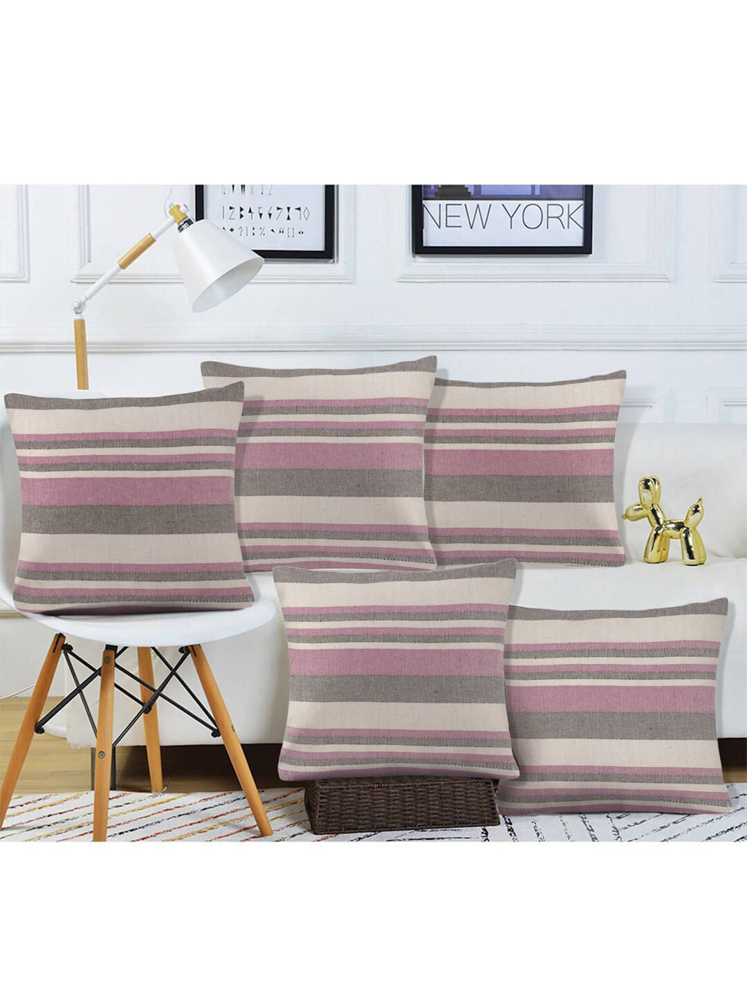     			Klotthe Set of 5 Cotton Nature Square Cushion Cover (30X30)cm - Multicolor