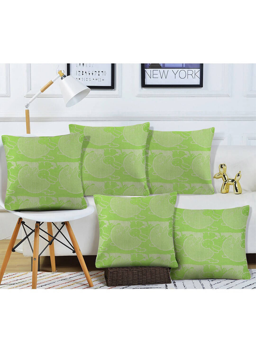     			Klotthe Set of 5 Cotton Nature Square Cushion Cover (30X30)cm - Green