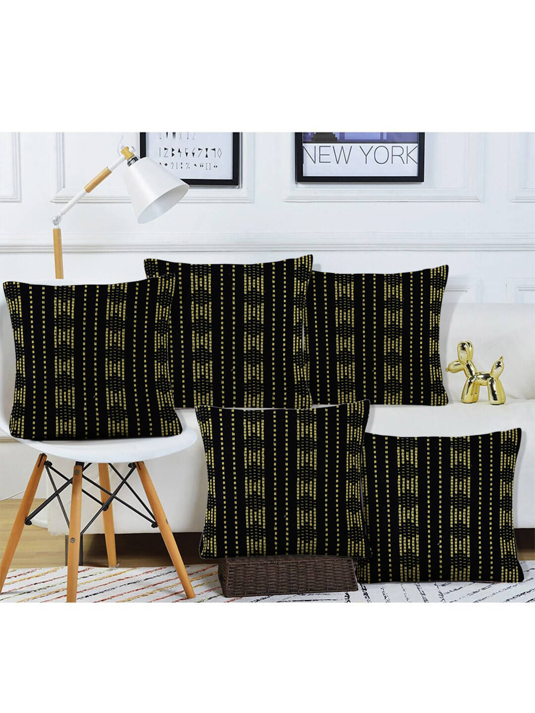     			Klotthe Set of 5 Cotton Nature Square Cushion Cover (30X30)cm - Navy Blue