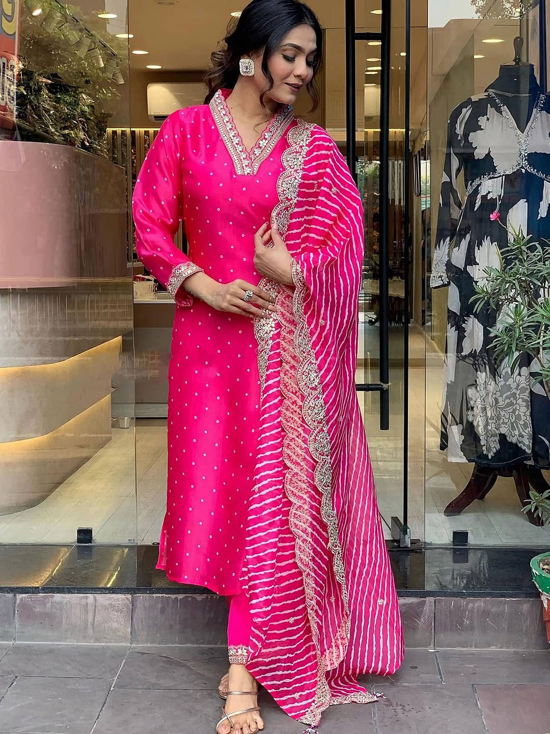 Royal Export Pack of 1 Chanderi Embroidered Straight Women's Kurti - ( Pink ) - Kurtis, Tunics | Buy online on ZillyBuy