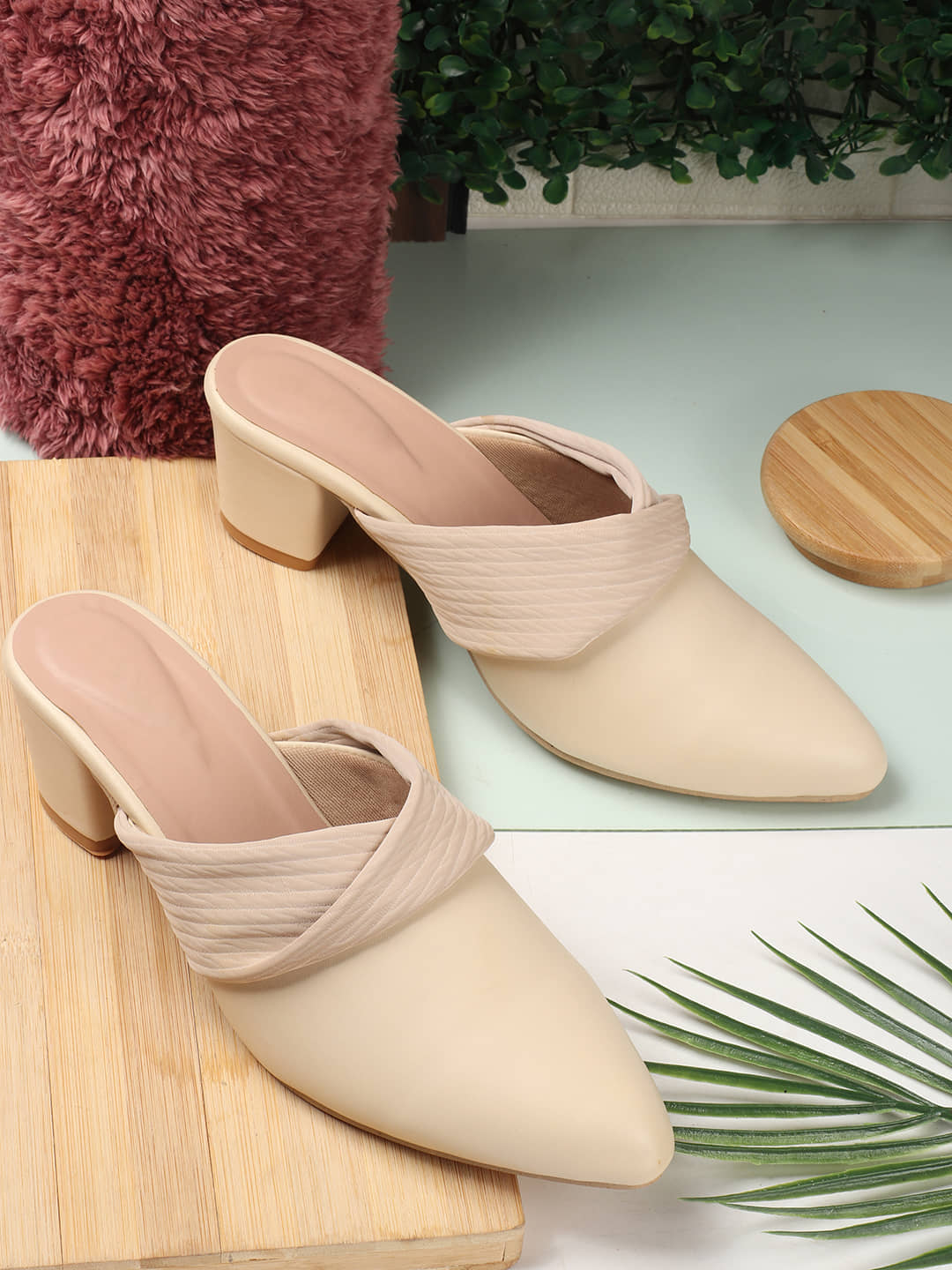 Sneakersvilla Cream Women's Mules Heels - Heels | Buy online on ZillyBuy